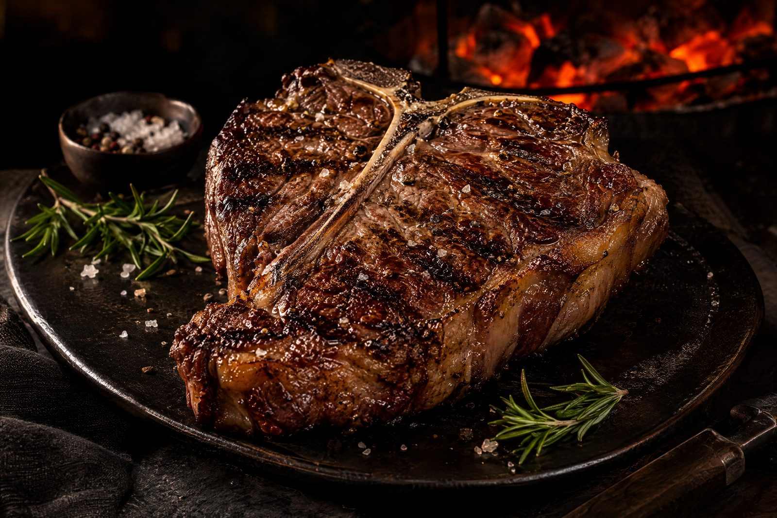T-Bone Angus servido à mesa